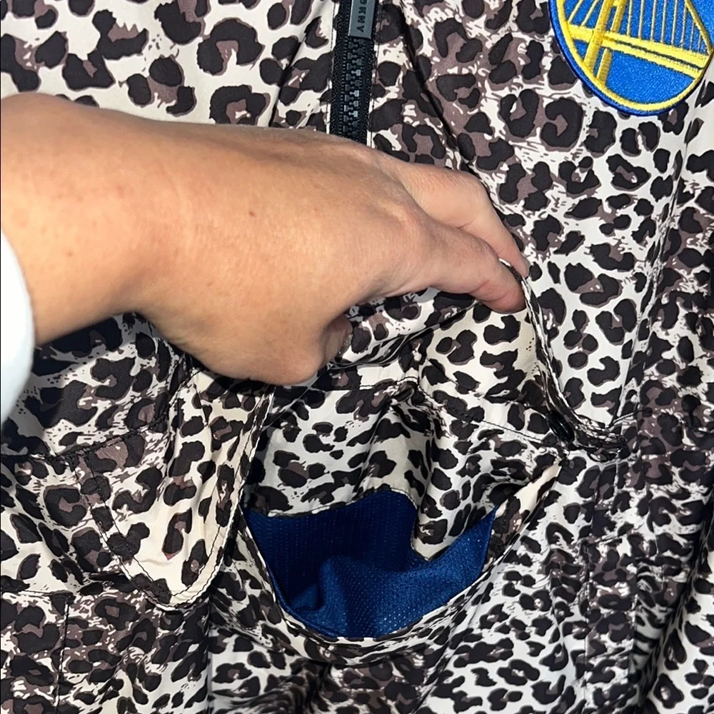 Golden State Warriors Jacket‎  DKNY Leopard Print with Blue Lining